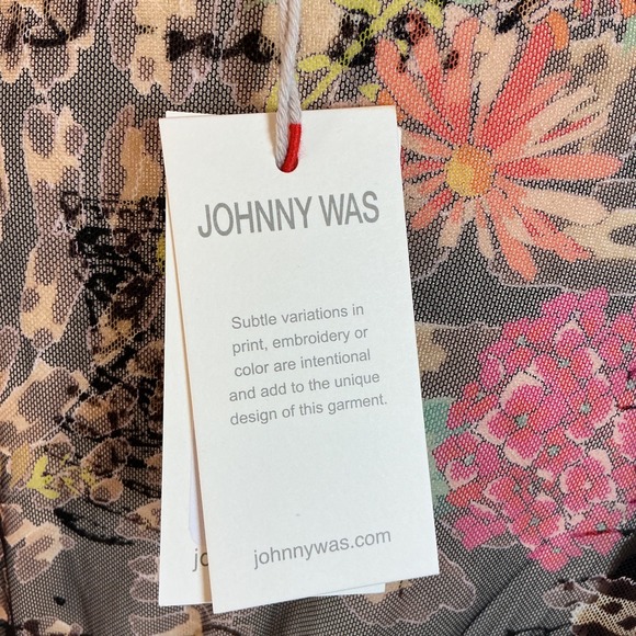 NWT Johnny Was Floral Embroidered Nylon Dress Maxi Sheer Overlay Bohemian Sz S - Picture 10 of 13